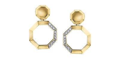 10K Yellow Gold 0.135cttw Diamond Earrings