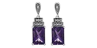 10K White Gold 1.80cttw Amethyst and 0.03cttw Diamond Dangle/Drop Earrings