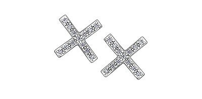10K White Gold 0.065cttw Diamond Earrings
