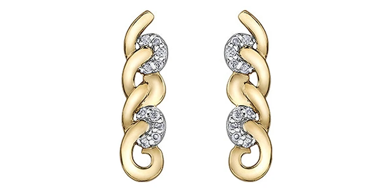 10K Yellow Gold 0.05cttw Diamond Earrings