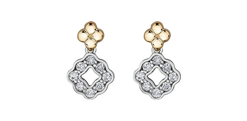 10K White & Yellow Gold 0.25cttw Diamond Earrings