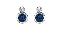 10K White Gold Sapphire  and 0.01cttw Diamond Earrings