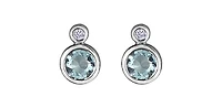 10K White Gold Aquamarine and 0.01cttw Diamond Earrings