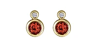 10K Yellow Gold Garnet and 0.01cttw Diamond Earrings