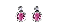 10K White Gold Pink Tourmaline and 0.01cttw Diamond Earrings