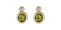 10K Yellow Gold Peridot and 0.01cttw Diamond Earrings