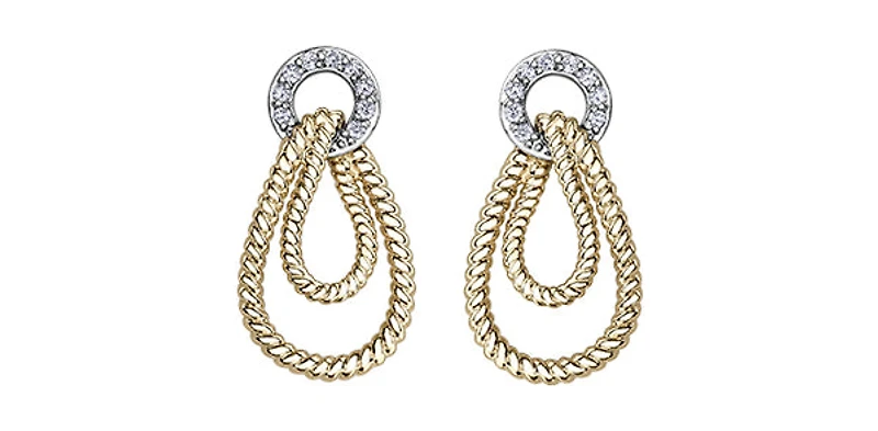 10K White & Yellow Gold 0.11cttw Diamond Earrings