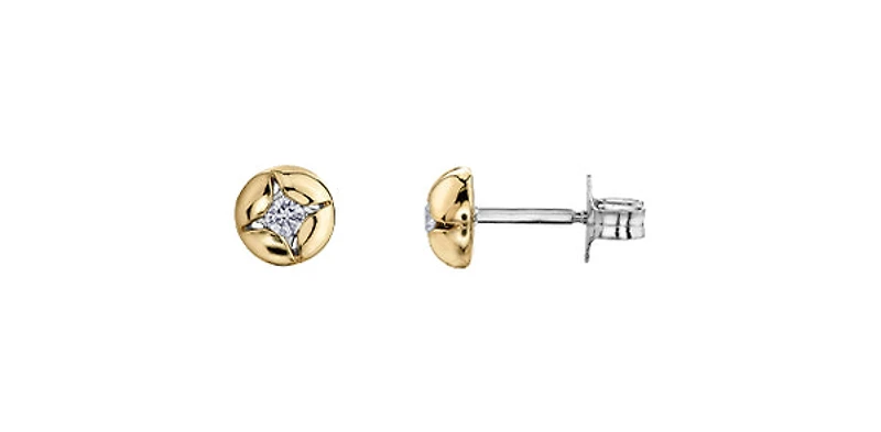 10K Yellow & White Gold 0.08cttw Diamond Stud Earrings