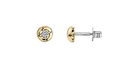 10K Yellow & White Gold 0.08cttw Diamond Stud Earrings