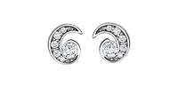 14K White Gold 0.12cttw Maple Leaf Canadian Diamonds Earrings