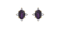 10K Yellow Gold Amethyst and Diamond Earrings