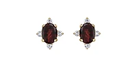 10K Yellow Gold Garnet and Diamond Earrings