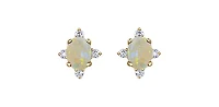 10K Yellow Gold Opal and Diamond Earrings