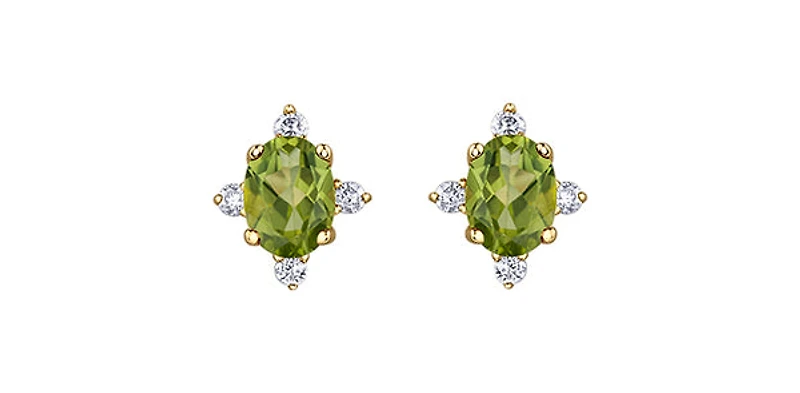 10K Yellow Gold Peridot and Diamond Earrings