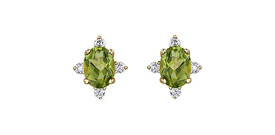 10K Yellow Gold Peridot and Diamond Earrings