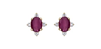 10K Yellow Gold Ruby & Diamond Earring