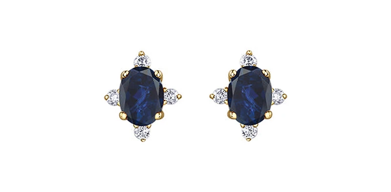 10K Yellow Gold Sapphire and Diamond Earrings