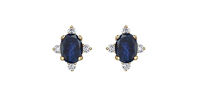10K Yellow Gold Sapphire and Diamond Earrings