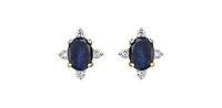 10K Yellow Gold Sapphire and Diamond Earrings