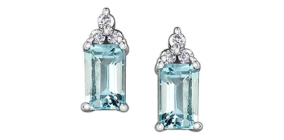 10K White Gold Aquamarine and Diamond Earrings