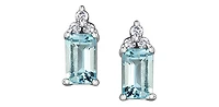 10K White Gold Aquamarine and Diamond Earrings