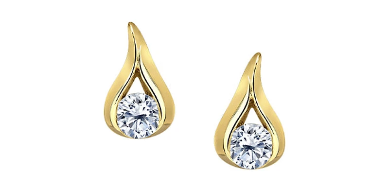 14K Yellow Gold 0.25cttw Canadian Diamond Earrings