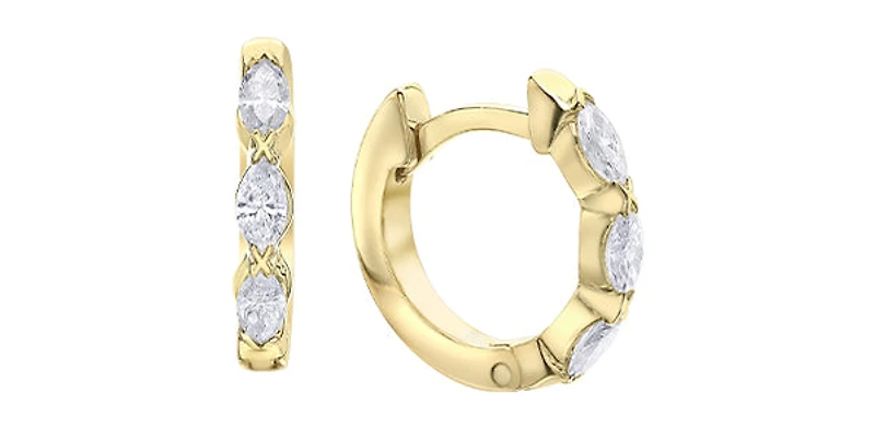 10K Yellow Gold 0.20cttw Diamond Hoop Earrings
