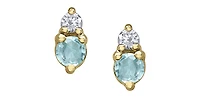 10K Yellow Gold Aquamarine and Diamond Earrings