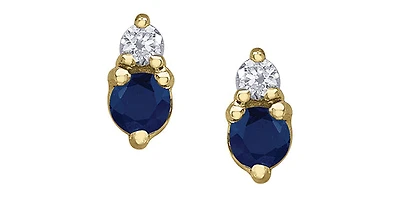 10K Yellow Gold Sapphire and Diamond Earrings