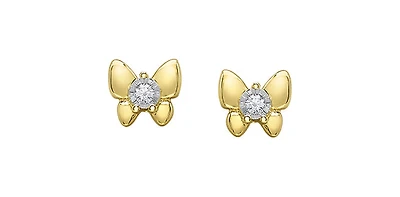 10K Yellow and White Gold 0.05cttw Diamond Stud Earrings