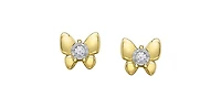 10K Yellow and White Gold 0.05cttw Diamond Stud Earrings