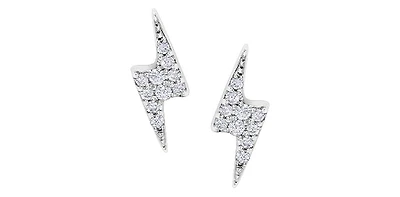 10K Gold 0.07cttw Round Brilliant Cut Lightning Bolt Diamond Earrings