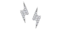 10K Gold 0.07cttw Round Brilliant Cut Lightning Bolt Diamond Earrings