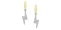 10K White & Yellow Gold 0.07cttw Diamond Lightning Bolt Earrings