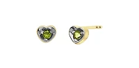 10K Yellow Gold Peridot Heart Stud Earrings