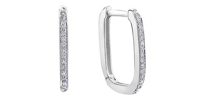 10K White Gold cttw Diamond Square Hoop Earrings