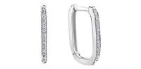 10K White Gold cttw Diamond Square Hoop Earrings