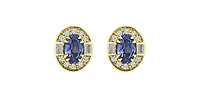 10K Yellow Gold Tanzanite , White sapphire and Diamond Earrings - yellow gold