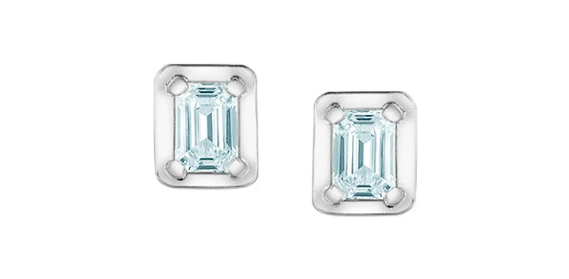 10K White Gold 0.46cttw Lab Grown Emerald Cut Diamond Earrings