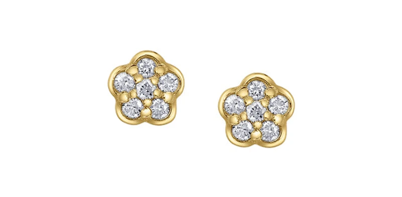 10K Yellow Gold cttw Diamond Stud Earrings