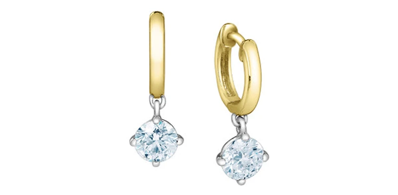 10K Yellow Gold 1.00cttw Lab Grown Diamond Hoop / Huggie / Dangle Earrings