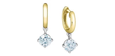 10K Yellow Gold 1.00cttw Lab Grown Diamond Hoop / Huggie / Dangle Earrings