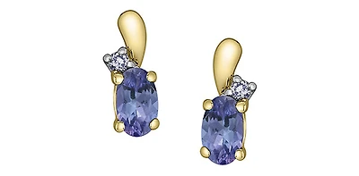 10K Yellow Gold Tanzanite and Diamond Earrings