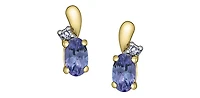 10K Yellow Gold Tanzanite and Diamond Earrings