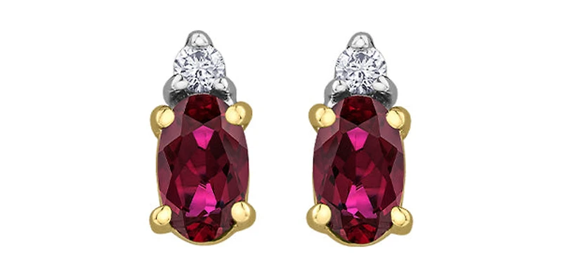 10K Yellow Gold Ruby and Diamond Studs