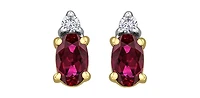 10K Yellow Gold Ruby and Diamond Studs
