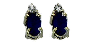 10K Yellow Gold Sapphire & Diamond Stud Earrings