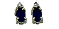 10K Yellow Gold Sapphire & Diamond Stud Earrings