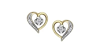 10K Yellow Gold 0.03cttw Diamond Heart Stud Earrings