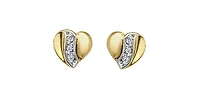 10K Yellow Gold 0.04cttw Diamond Heart Stud Earrings
